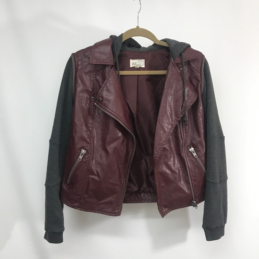 * Jolt | Faux Leather Hooded Jacket